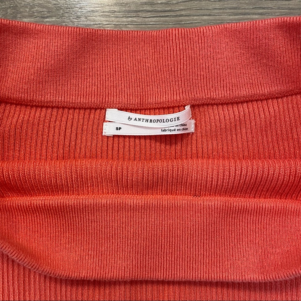 Anthropologie Pink Ribbed Off The Shoulder Top - Picture 3 of 5